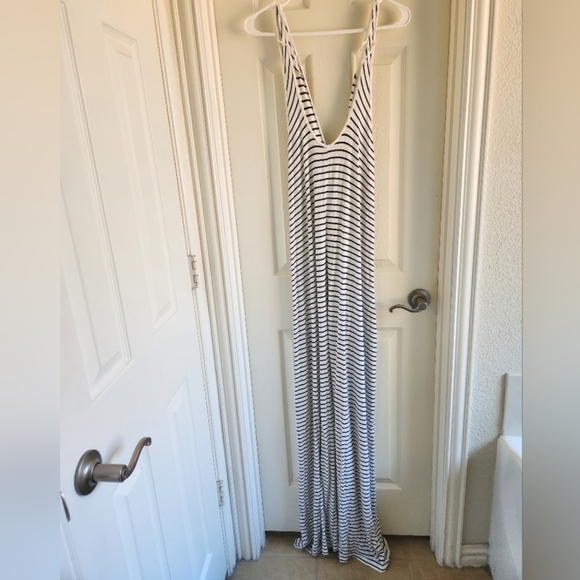 Long Tall Sally Striped Navy Tank Maxi Dress Size US 18 - Picture 1 of 4